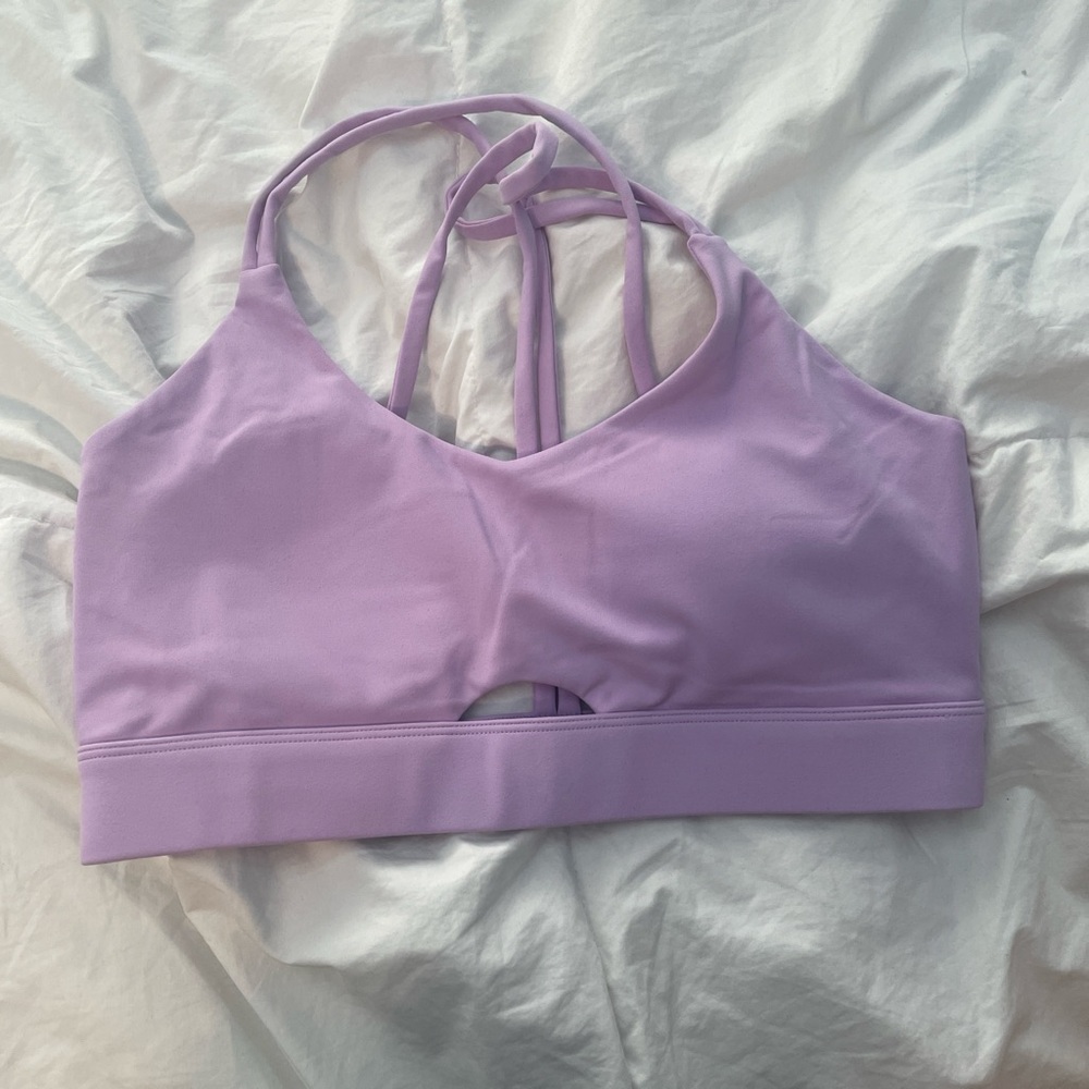 Purple Strappy Sports Bra with Criss-Cross Back